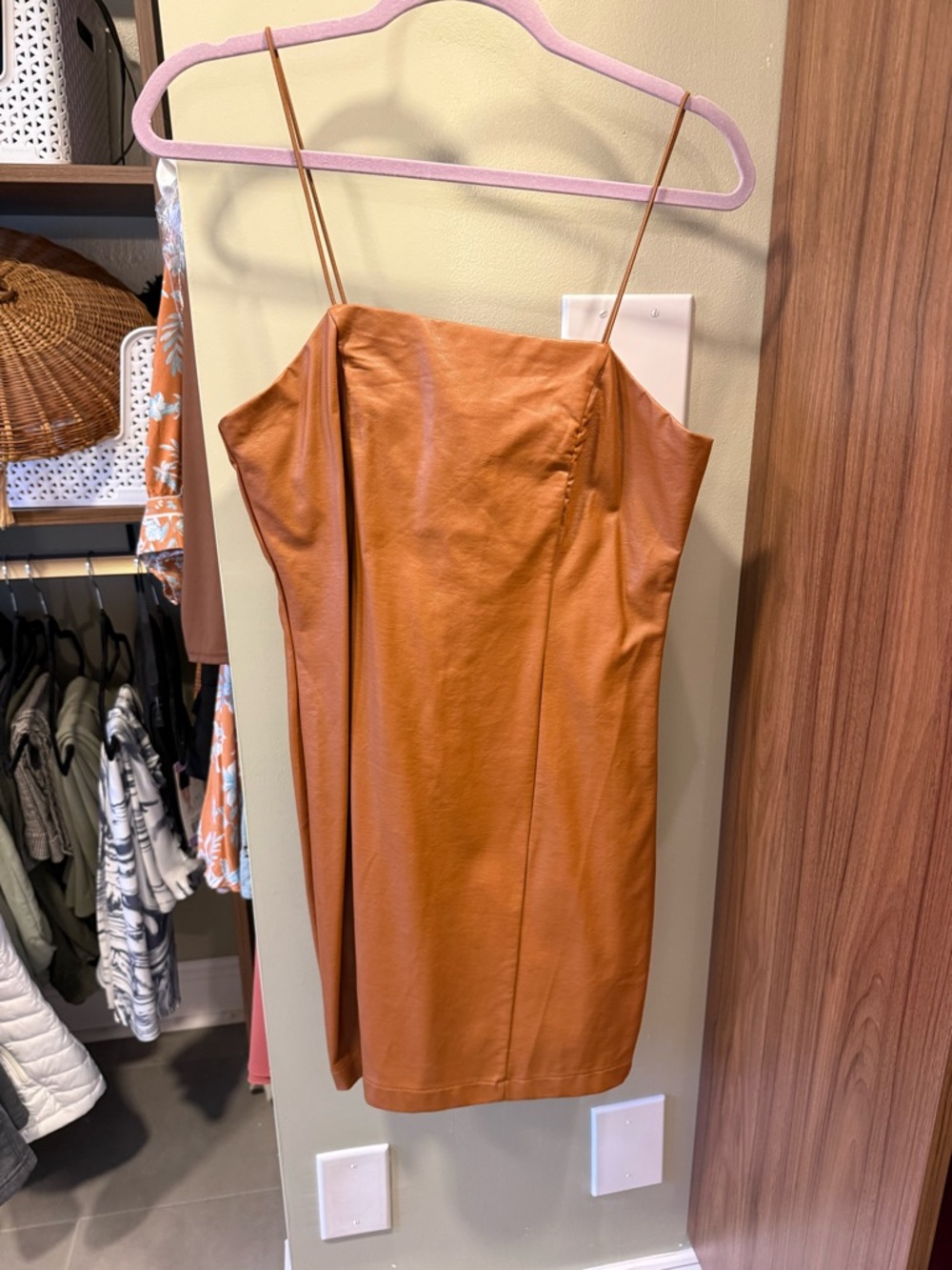 wild fable Cognac Faux Leather Mini Slip Dress
